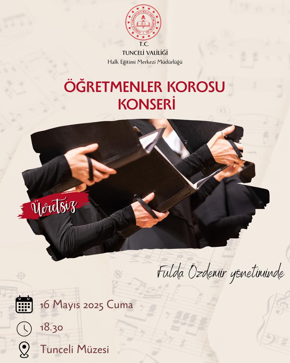 Öğretmenler Korosu Konseri🎤🎶

Sanatın insanı dönüştüren, geliştiren ve toplumları bir araya getiren gücü ile eğitimin insanın potansiyelini ortaya çıkarma gücü bu akşam "Öğretmenler Korosu Konseri"nde bir araya geliyor. 

📌Tüm halkımız davetlidir.

⏰: 18.30
📍: Tunceli Müzesi