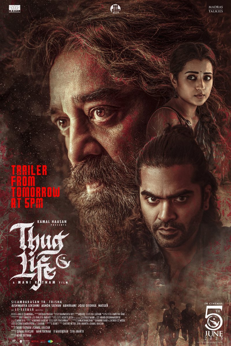 Red Giant Movies (@redgiantmovies_) on Twitter photo The reason to Live is the reason to Kill!
#ThuglifeTrailer from tomorrow
#Thuglife
#ThuglifeAudioLaunch from May 24
#ThuglifeFromJune5 #KamalHaasan #SilambarasanTR
A #ManiRatnam Film
An <a href="/arrahman/">A.R.Rahman</a> Musical
<a href="/ikamalhaasan/">Kamal Haasan</a> <a href="/SilambarasanTR_/">Silambarasan TR</a> #Mahendran <a href="/bagapath/">Siva Ananth</a> <a href="/trishtrashers/">Trish</a> The reason to Live is the reason to Kill!
#ThuglifeTrailer from tomorrow
#Thuglife
#ThuglifeAudioLaunch from May 24
#ThuglifeFromJune5 #KamalHaasan #SilambarasanTR
A #ManiRatnam Film
An <a href="/arrahman/">A.R.Rahman</a> Musical
<a href="/ikamalhaasan/">Kamal Haasan</a> <a href="/SilambarasanTR_/">Silambarasan TR</a> #Mahendran <a href="/bagapath/">Siva Ananth</a> <a href="/trishtrashers/">Trish</a>