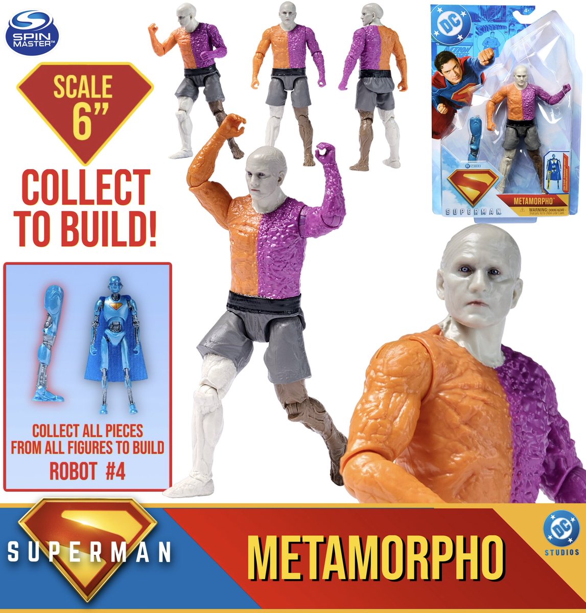 ToyWanderer's tweet image. Additional Images

Spin Master (6-inch)
Superman Movie 2025

LUTHORCORP LAB  4pk
🎯Target Exclusive
• Metamorpho
• Mr Fantastic
• Superman
• Lex Luthor (Exclusive Figure)

COLLECT TO BUILD (Robot #4 Wave)
6x Figures plus Robot #4
• Hawkgirl
• Metamorpho
• The Engineer