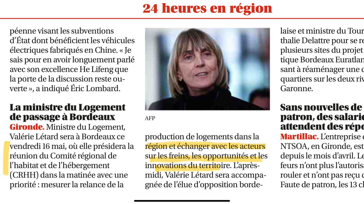 .⁦<a href="/SO_Bordeaux/">Sud Ouest Bordeaux</a>⁩ annonce la visite de ⁦<a href="/valerieletard/">Valérie Létard</a>⁩ a ⁦<a href="/Bordeaux/">Bordeaux</a>⁩ pour évoquer le…#logement , nous y serons ⁦<a href="/URHlmNA/">@URHlmNa</a>⁩ pour présenter nos résultats et nos pistes.