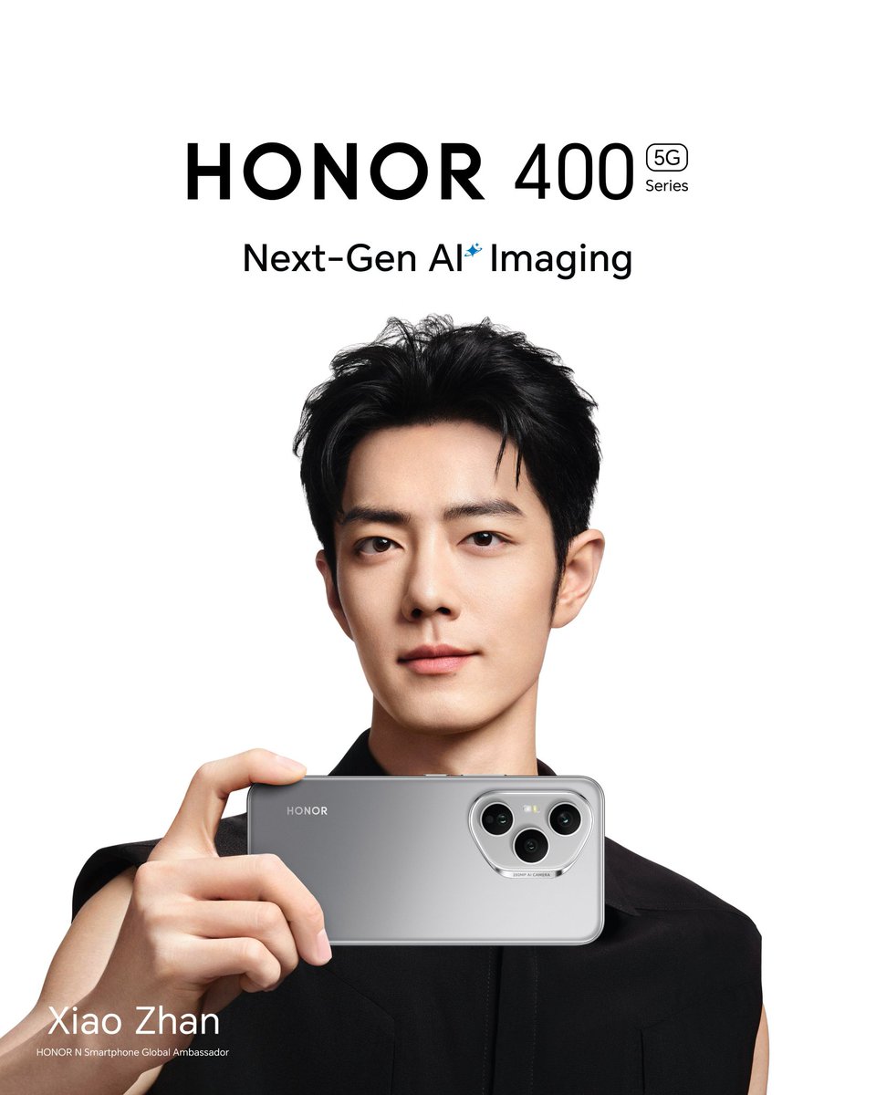 TrioYumeng's tweet photo. @Honorglobal Welcome to the Xiao Zhan family😍😍 let's capture beautiful moments together with the newly appointed Global brand Ambassador🎉🎉 Congratulations the two parties on collaboration 🎉🎉.
#XiaoZhanxHonor400
#HONOR400Series
#NextGenAIImaging https://t.co/VQ5rNiTWXn