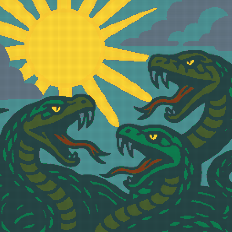pixelsdotart's tweet image. Gleaming serpents beneath a shadowed sun.

Mint this 1:1 pixel art canvas for 100 @ApeCoin.