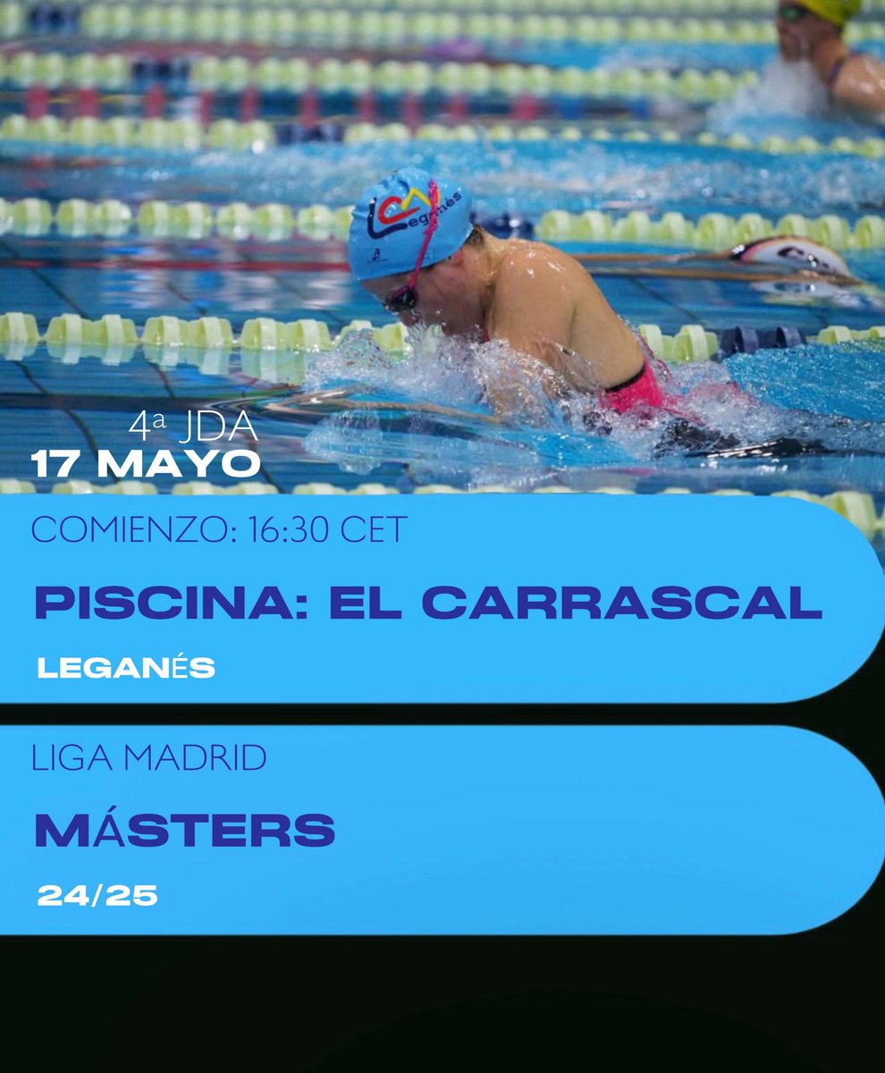 ✔️4º Jornada de Liga Máster

🗓️17 de mayo

🕞CALENTAMIENTO 16:00
🕗COMIENZO 16:30

#GoLega 💙 #Master