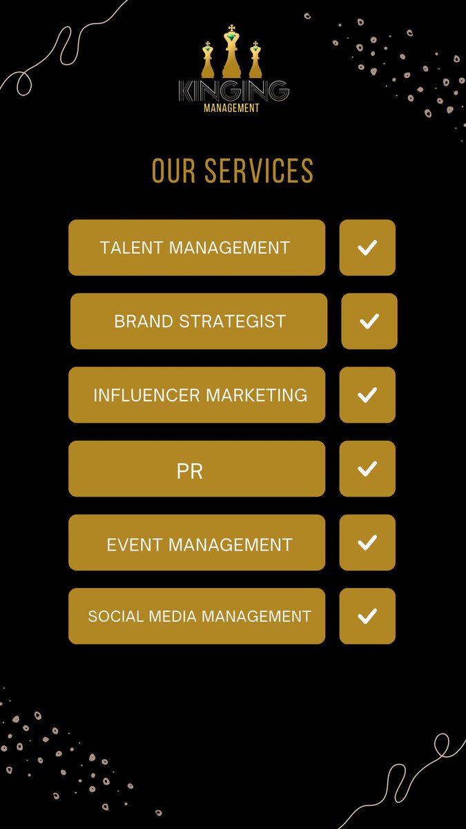 Kingingmgt's tweet photo. We are a brand and talent management agency, helping brands, creators, and organizations grow and win in the digital space, using bold strategies, smart technology, and deep industry expertise to drive real results.
Our services:
Talent mgt
Brand strategist 
Influencer Marketing https://t.co/uhliYgPLhF