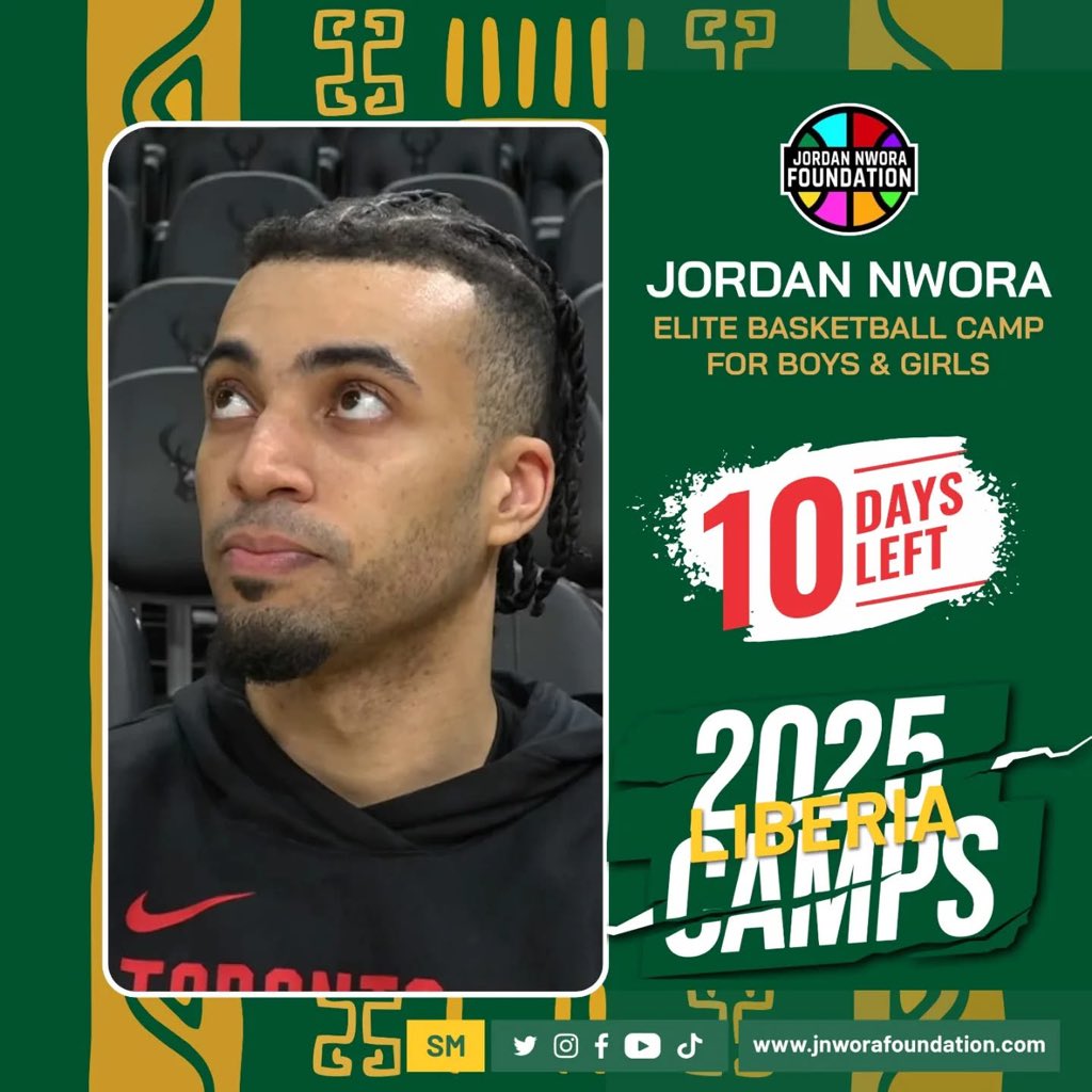 The countdown is on...

Monrovia, Liberia's capital city, will be our first stop this season.

Mark your calendar, save the date...

More details on the channel

#JordanNworaFoundation #JordanNwora Elite Basketball Camp #basketball