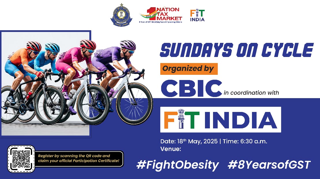 CGST Commissionerate, Chandigarh (@cgstchandigarh) on Twitter photo CGST Commissionerate, Chandigarh invites you for Cycle Marathon on SUNDAY 18th May,2025 at 06.00 AM, venue -SUKHNA LAKE, Chandigarh. Lets Cycle Towards a Healthier Tomorrow, Together.
#cbic
#dgts
#fightobesity
#8yearsofGST
<a href="/cgstchdzone/">CGST Chandigarh Zone</a> CGST Commissionerate, Chandigarh invites you for Cycle Marathon on SUNDAY 18th May,2025 at 06.00 AM, venue -SUKHNA LAKE, Chandigarh. Lets Cycle Towards a Healthier Tomorrow, Together.
#cbic
#dgts
#fightobesity
#8yearsofGST
<a href="/cgstchdzone/">CGST Chandigarh Zone</a>