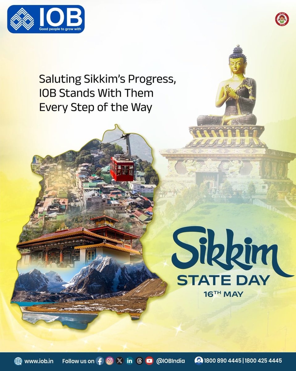 IOBIndia's tweet photo. Saluting Sikkim’s progress and standing by its side. IOB is here for your journey, every step of the way.
@dfs_india
#IOB #IndianOverseasBank #GoodPeopleToGrowWith #SikkimStateDay #RBI #DFS https://t.co/ZZFCoSJkmj