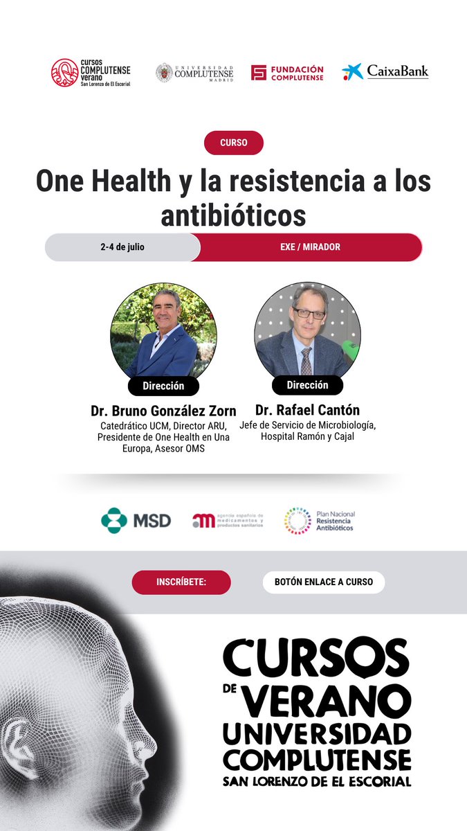 Bruno Gonzalez Zorn (@_bgzorn_) on Twitter photo 📣 Curso de Verano en El Escorial <a href="/CursosVeranoUCM/">Cursos de Verano UCM</a> RESISTENCIA A LOS ANTIBIÓTICOS Y ONE HEALTH
2-4 de Julio.
Plazo abierto de Becas y Matrícula ! IA, Sostenibilidad, Plan Nacional, Manejo Clínico, Lab…
cursosdeverano.ucm.es/programacion/c…
<a href="/unicomplutense/">Complutense</a> <a href="/SEMicrobiologia/">SEM</a> <a href="/PRANgob/">Plan Antibióticos</a> <a href="/AruUcm/">ARU Antimicrobial Resistance Unit</a> 📣 Curso de Verano en El Escorial <a href="/CursosVeranoUCM/">Cursos de Verano UCM</a> RESISTENCIA A LOS ANTIBIÓTICOS Y ONE HEALTH
2-4 de Julio.
Plazo abierto de Becas y Matrícula ! IA, Sostenibilidad, Plan Nacional, Manejo Clínico, Lab…
cursosdeverano.ucm.es/programacion/c…
<a href="/unicomplutense/">Complutense</a> <a href="/SEMicrobiologia/">SEM</a> <a href="/PRANgob/">Plan Antibióticos</a> <a href="/AruUcm/">ARU Antimicrobial Resistance Unit</a>