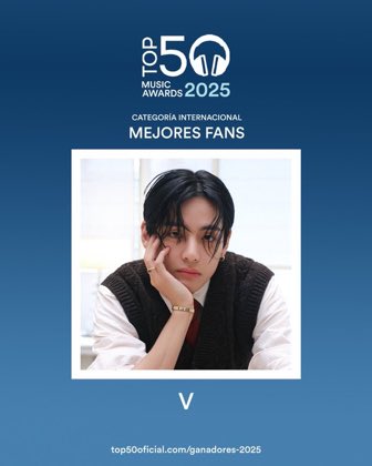 Pauhope_sprite's tweet photo. — 🎨📄[INFO📌] ||📷@BTS_twt:

🏆 ¡Felicidades #V por arrasar en los Top 50 Music Awards 2025! 🎉💜
Ganador de:
🌟 Mejor Artista K-Pop
🌟 Mejores Fans (Categoría Internacional)

#CongratulationsV #Top50MusicAwards2025 #Taehyung #BTS #방탄소년단 

Cr.@/btschartsdailyc https://t.co/nNnxWviO17