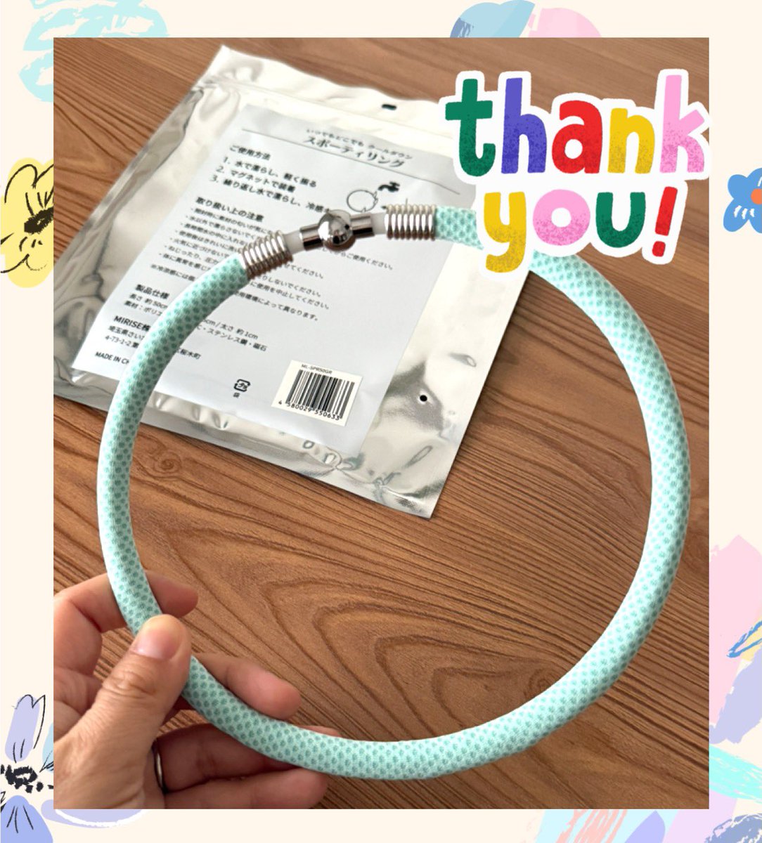 baby_mana9's tweet photo. MiLink(@MiLink_X )様よ��
水で濡らすだけでひんやりするスポーティリングをいただきました💕🎁
タオルタイプは持っているのですがリングは初めて🥰
ひんやりとても気持ちがいいです🎵
これからたくさん使わせていただきます✨
この度はありがとうございます🙇♀️
#MiLink
#ミラクルチョコの当選報告 https://t.co/6QB6hMHajK