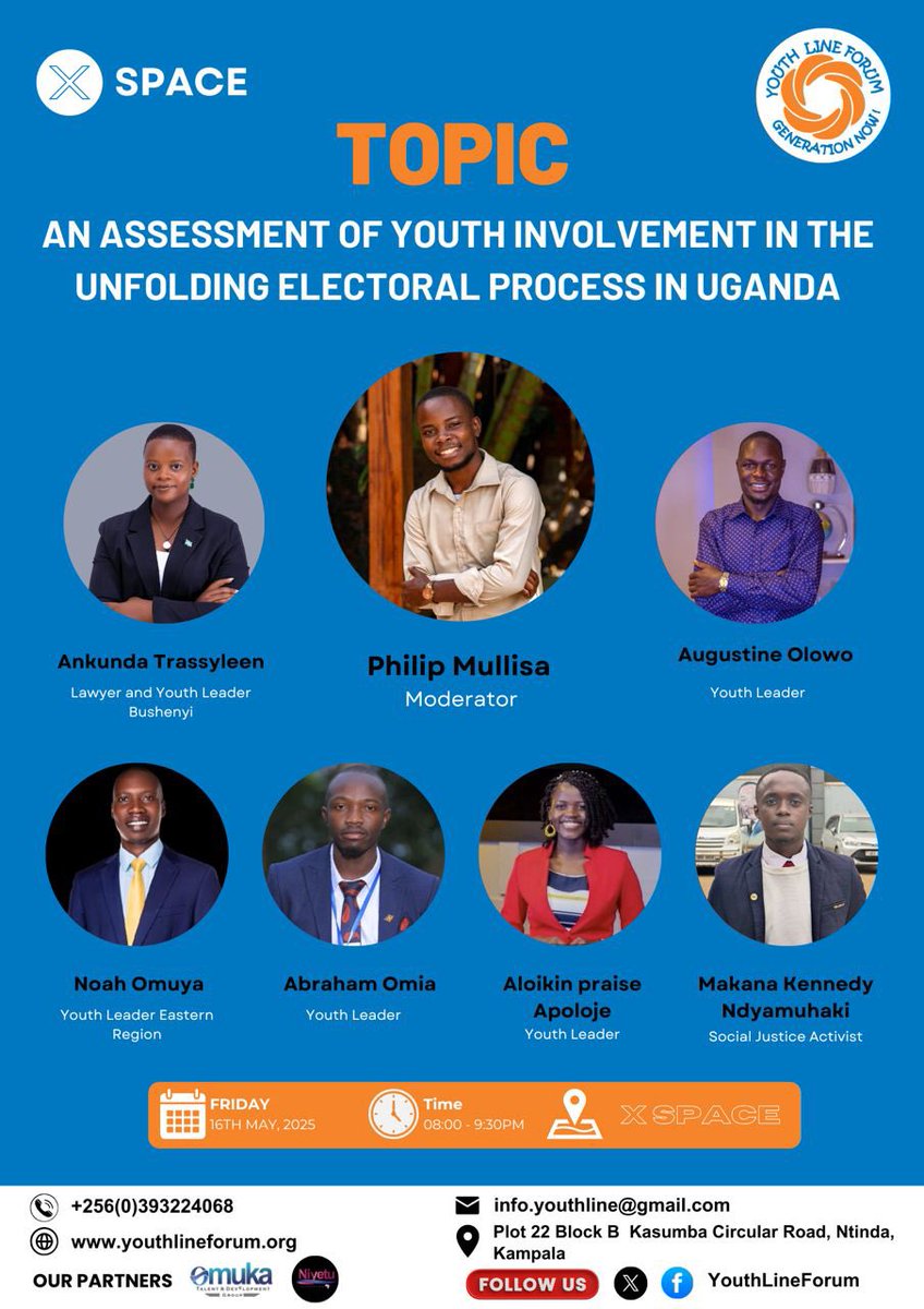 OLOWO AUGUSTINE (@augustineolowo) on Twitter photo This evening, I will join fellow impact driven youth leaders in carrying out an assessment of youth involvement in the unfolding electoral processes, a case of Uganda.
Join us via X-Space for this very thrilling conversation hosted by <a href="/YouthLineForum/">Youth Line Forum</a> This evening, I will join fellow impact driven youth leaders in carrying out an assessment of youth involvement in the unfolding electoral processes, a case of Uganda.
Join us via X-Space for this very thrilling conversation hosted by <a href="/YouthLineForum/">Youth Line Forum</a>