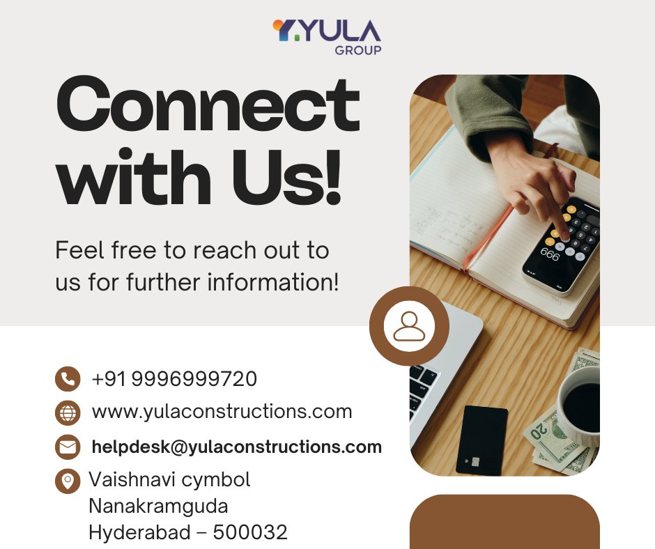 WEAREYULA's tweet photo. Connect with #YulaGroup, your trusted name for #ResidentialProjects,
#HyderabadBuilders #RealEstateHyderabad #Nanakramguda #BuildingDreams #ContactUsToday #ProjectConsultation #HyderabadRealEstate #YulaConstructions https://t.co/BCgcqCOhPx
