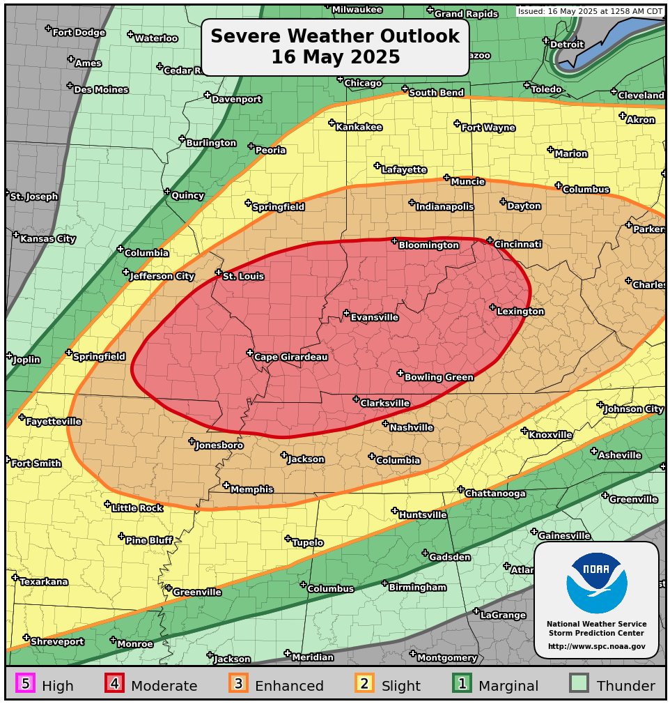 NWSSPC's tweet image. 1:30am CDT #SPC Public Severe Weather Outlook #PWO concerning #arwx #ilwx #inwx #kywx #mowx #ohwx #tnwx spc.noaa.gov/products/outlo…