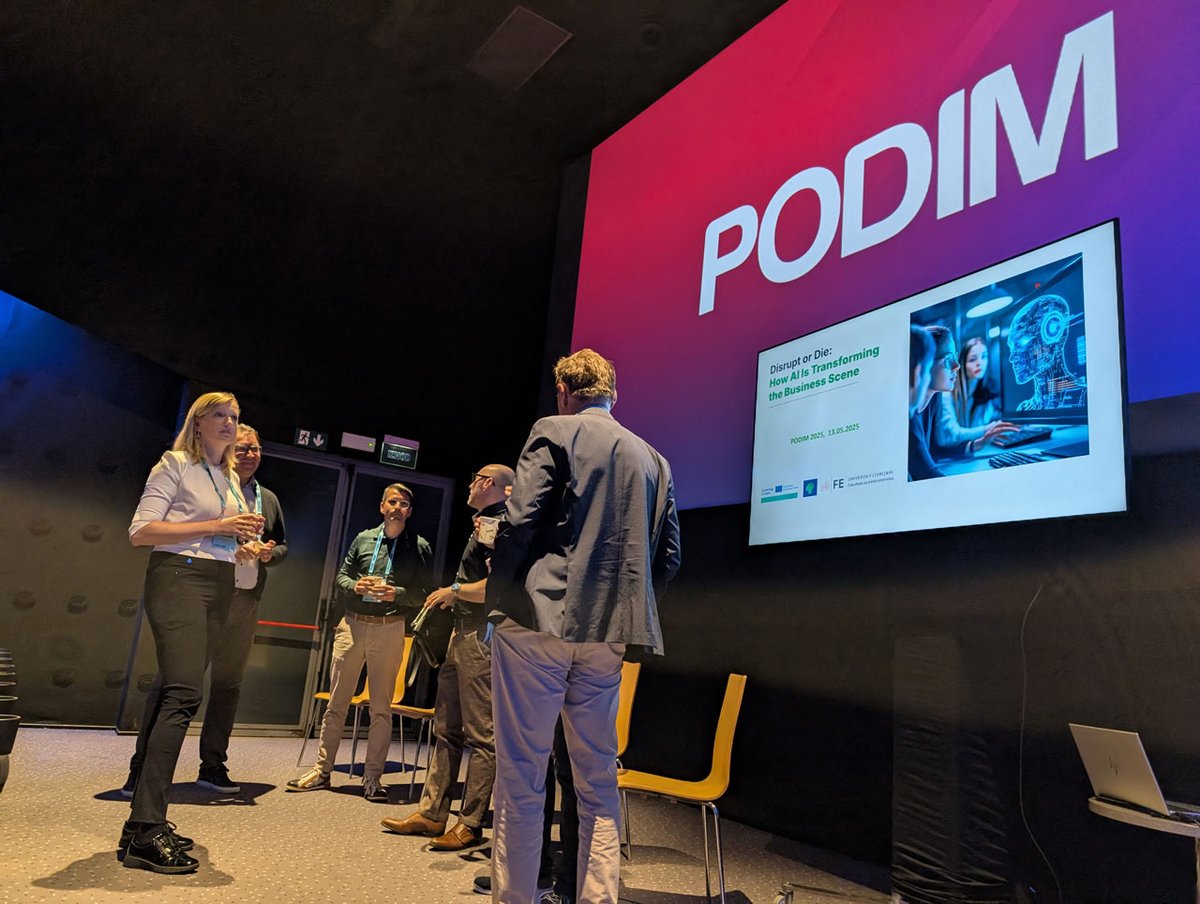 Jure Trilar had the opportunity to collaborate in the panel "Disrupt or Die: How #AI Is Transforming the Business Scene" at the PODIM startup &amp; tech conference in Maribor. Together with other embrAIsme stakeholders, they engaged in an energetic and thought-provoking discussion.