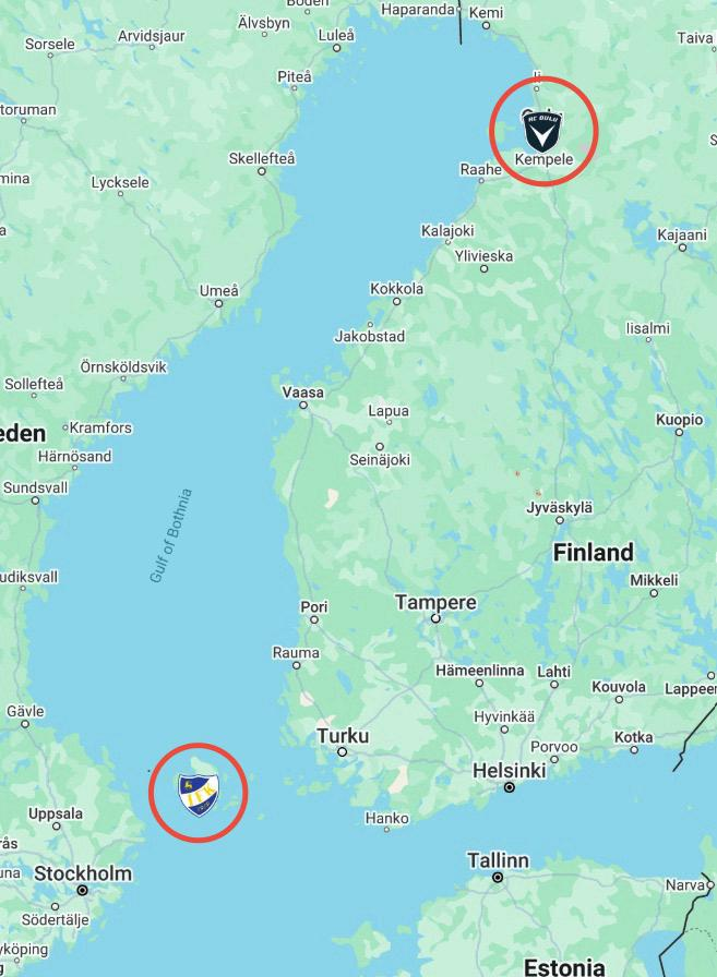 🇫🇮⛴️ IFK Mariehamn, who are based in the Swedish-speaking Åland islands, face their biggest away trip of the Finnish Veikkausliiga season today.

To get to Oulu, the squad must take a 5.5 hour ferry before embarking upon an eight-hour bus journey - a total distance of over 800km.