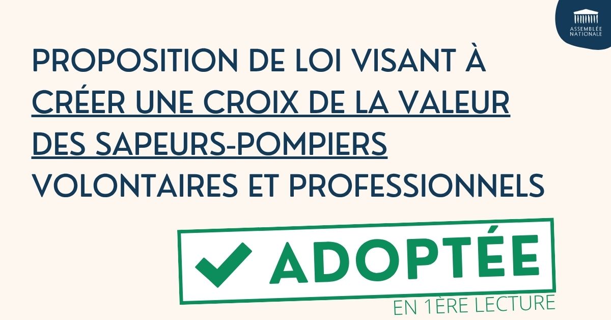 AssembleeNat's tweet photo. ✅ Hier soir, l'Assemblée a adopté à l'unanimité la proposition de loi visant à créer une croix de la valeur des sapeurs-pompiers volontaires et professionnels, en première lecture.
🔎 En savoir plus : https://t.co/GYQWNOGQyp
#DirectAN https://t.co/8EapzOSE7t