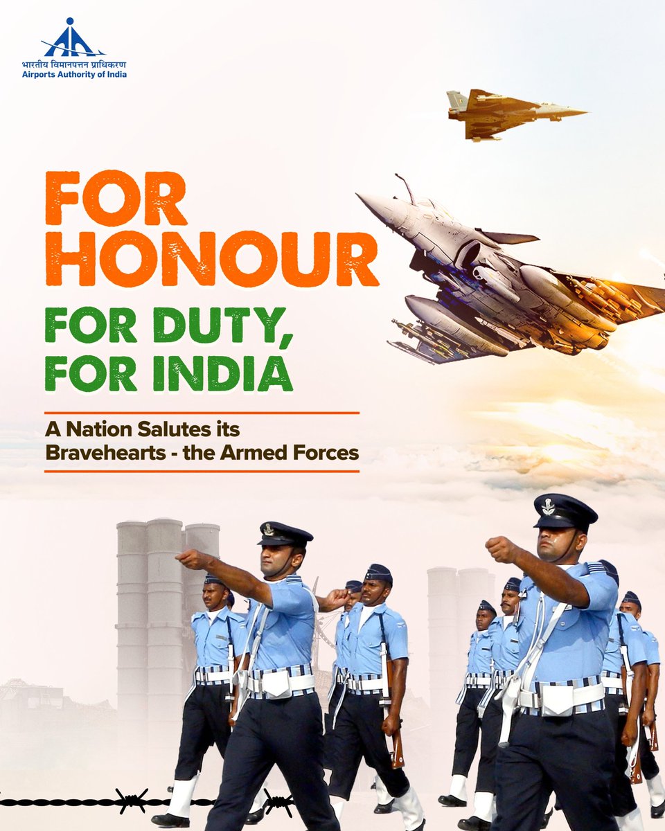 In every heartbeat of safe and sovereign India, echoes the bravery of our soldiers. 
#AAI’s Salem Airport honours their valour, dedication and the eternal flame of duty they carry within

<a href="/adgpi/">ADG PI - INDIAN ARMY</a> <a href="/IndiannavyMedia/">IN</a> <a href="/indiannavy/">SpokespersonNavy</a> <a href="/IAF_MCC/">Indian Air Force</a> <a href="/DefenceMinIndia/">रक्षा मंत्री कार्यालय/ RMO India</a> <a href="/SpokespersonMoD/">Ministry of Defence, Government of India</a> <a href="/HQ_IDS_India/">HQ IDS</a>