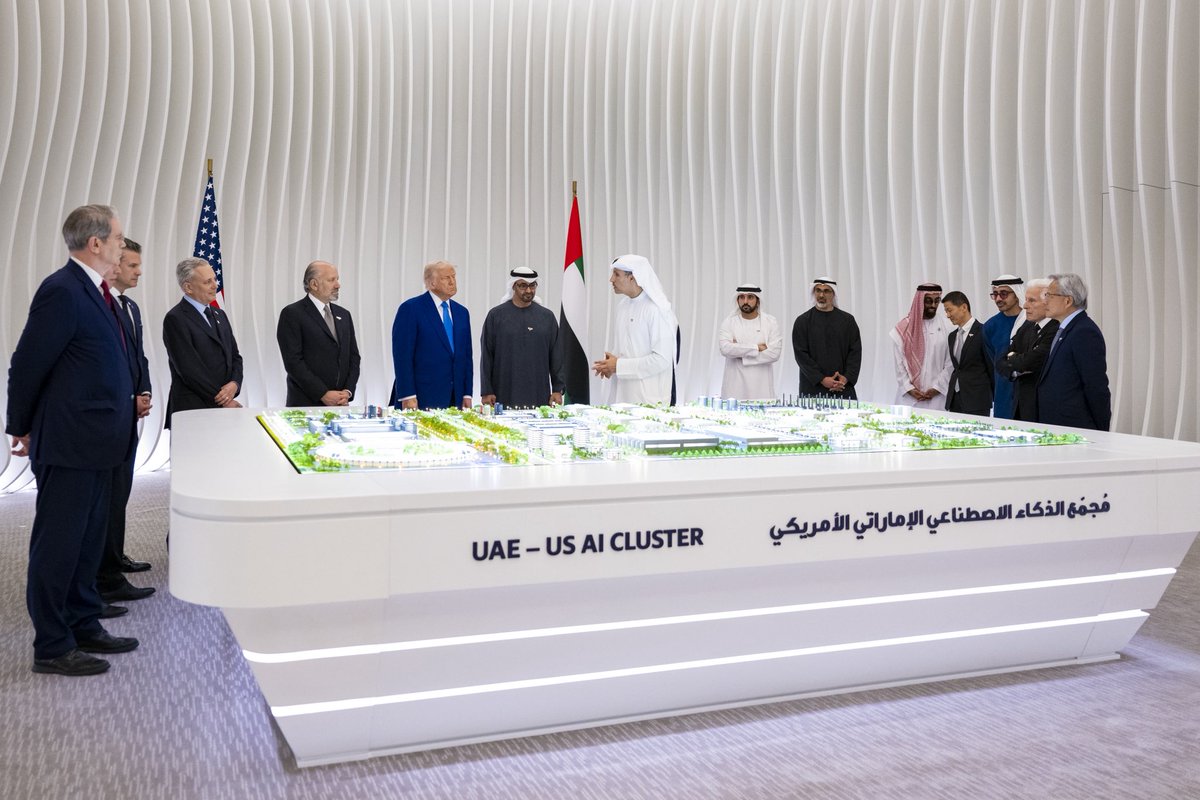 G42 (@g42ai) on Twitter photo We’re proud to mark a defining moment in global AI collaboration.
Yesterday evening, in the presence of His Highness Sheikh <a href="/MohamedBinZayed/">محمد بن زايد</a> Al Nahyan and U.S. President Donald J. Trump, a new 5GW UAE-US AI Campus, the largest AI infrastructure project outside the U.S., was We’re proud to mark a defining moment in global AI collaboration.
Yesterday evening, in the presence of His Highness Sheikh <a href="/MohamedBinZayed/">محمد بن زايد</a> Al Nahyan and U.S. President Donald J. Trump, a new 5GW UAE-US AI Campus, the largest AI infrastructure project outside the U.S., was