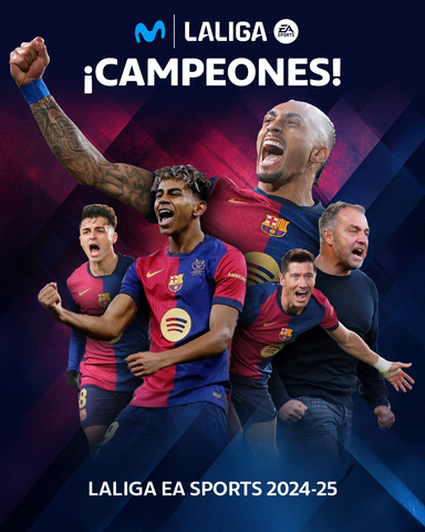 LALIGA EA SPORTS ya tiene campéon, el Barça de Hansi Flick y Lamine Yamal.

Y aún quedan dos jornadas con puestos europeos y de descenso por decidir, síguelas en Movistar.