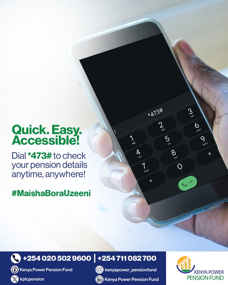 kplcpension's tweet image. Your pension details are just a dial away! Access your statements and account info anytime, anywhere with our USSD code. ​

#RetirementPlanning #KPLC #UssdCode