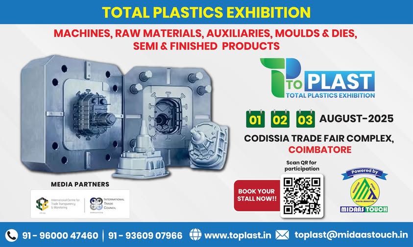 icttm_social's tweet image. India’s leading plastics event is here!
Join TOPLAST 2025 – The Total Plastics Exhibition
📅 Aug 1–3 | 📍 Coimbatore
🔗 toplast.in
#TOPLAST2025 #PlasticIndustry #B2BExpo