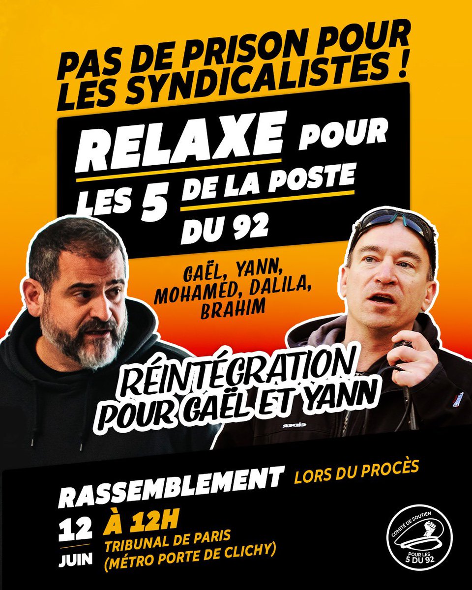 GaelQuirante's tweet photo. « On risque quand même cinq ans de prison »: les militants de Sud Poste 92 clament toujours leur innocence

Cinq syndicalistes, dont le chef de file de Sud Poste 92, Gaël Quirante, vont être jugés pour des présumés faits de violences et de violation de domicile, survenus en marge d'un mouvement social, en 2014. Ils dénoncent une répression contre leur action syndicale.

11 ans après, ils nient toujours farouchement les violences et la violation de domicile qui leur sont reprochées. À un mois de leur procès devant le tribunal correctionnel de Paris, Gaël Quirante, Yann Le Merrer et trois autres militants du syndicat Sud Poste annoncent leur ferme intention de réclamer la relaxe. Pour eux, ce procès relève de l‘instrumentalisation de la justice et apparaît comme une « atteinte à la liberté syndicale ».

Retour sur les faits : en 2014 éclate une longue grève dans les rangs des postiers des Hauts-de-Seine, de 170 jours entre janvier et juillet. Ou plutôt une nouvelle grève, après celle, déjà dure, de 2010.

Et là encore, le conflit s’enlise. Au point qu’en février, les grévistes investissent le siège du groupe la Poste, rue de Vaugirard, à Paris (XVe), ainsi que des locaux de la direction départementale, afin de réclamer l‘ouverture de négociations.

C‘est à la suite de ces occupations ou tentatives d’occupation que la responsable sécurité de la Poste ainsi que sept vigiles ont porté plainte, de même que le groupe, pour « violences » et « dégradations ». Des accusations que les intéressés ont toujours contestées.

« Un caillou dans leur chaussure »

« Je connais Gaël et les syndicalistes des Hauts-de-Seine depuis longtemps et il n’est pas imaginable qu’il y ait eu un seul acte de violences », plaide le député (LFI) Éric Coquerel, venu soutenir les militants concernés, ce jeudi, lors d’une conférence de presse organisée à l‘ombre du siège du groupe, rue du Colonel-Avia, à Paris (XVe).

Aux yeux du parlementaire de Seine-Saint-Denis, ces poursuites pénales dissimulent une volonté de la direction du groupe. Celle de se servir de la justice « pour faire un exemple » et ainsi dissuader toutes velléités syndicales.

« Gaël et les autres militants sont un caillou dans leur chaussure », lâche l‘élu, avant de confier avoir demandé l‘abandon des poursuites au PDG de la Poste, Philippe Wahl, avec qui il affirme entretenir « des rapports courtois » dans le cadre de ses missions de président de la commission des Finances de l‘Assemblée nationale. Une demande restée lettre morte. « J’ai vite compris qu’il n’en était pas question » regrette Éric Coquerel.

« Ce qui dérange vraiment, c‘est qu’on est encore là »

L‘abandon des poursuites, Gaël Quirante l‘espérait lui aussi. Car en plus de nier les présumées violences, il conteste l‘occupation de domicile. « Tout ce qu’on a fait, il y a maintenant plus de dix ans, c‘est se présenter à l‘accueil du siège pour réclamer l‘ouverture de négociations. Et on transforme ça en violation de domicile ! On risque quand même cinq ans de prison et 75 000 euros d’amende. Vu le contexte, je prends ça très au sérieux. »

Le militant estime fallacieux les motifs qui l‘ont conduit, avec quatre autres militants, devant le tribunal. « Ce qui dérange vraiment la Poste, c‘est que malgré la révocation de Yann, malgré mon licenciement, on est encore là, comme à Antony, il y a un mois, où on est allé soutenir les collègues en grève » martèle-t-il.

Licencié par le groupe postal en 2018 — licenciement qu’il conteste encore aujourd’hui devant la cour européenne des droits de l‘homme et qui avait provoqué une nouvelle grève record de 463 jours —, Gaël Quirante reste en effet un représentant syndical, comme l‘a d’ailleurs confirmé la cour d’appel de Versailles dans un arrêt rendu le 19 janvier 2019. Et à ce titre, il continue les prises de parole et les interventions sur les sites de la Poste. 

https://t.co/JHuJ5vKOMT

@afpfr @libe @le_Parisien @lemondefr @brutofficiel @humanite_fr @ClementLanot @Mediapart @ericcoquerel