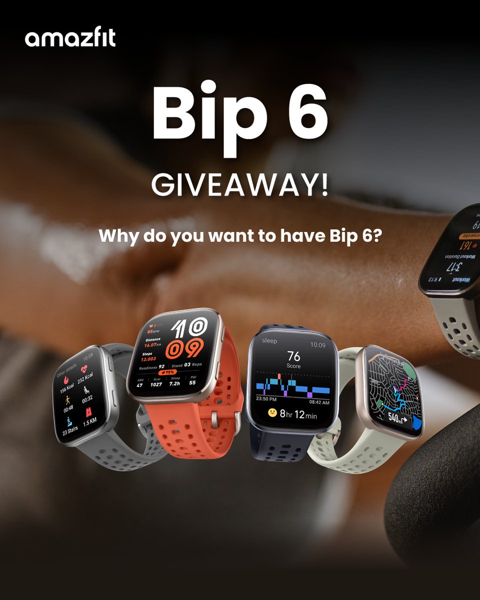 CP Khandelwal (@cp_khandelwal) on Twitter photo #BIP6 #Giveaway Alert!
Win the all-new Amazfit Bip 6 or one of 5 exclusive Amazfit goodies!
To enter:
1️⃣ Follow <a href="/cpkhandelwal/">dr chander prakash</a>
2️⃣ Share/Retweet this post
3️⃣ tell me why you want Bip 6? what feature you like most?
⏰ Ends 25 May 2025. Winners picked randomly from twitter and #BIP6 #Giveaway Alert!
Win the all-new Amazfit Bip 6 or one of 5 exclusive Amazfit goodies!
To enter:
1️⃣ Follow <a href="/cpkhandelwal/">dr chander prakash</a>
2️⃣ Share/Retweet this post
3️⃣ tell me why you want Bip 6? what feature you like most?
⏰ Ends 25 May 2025. Winners picked randomly from twitter and