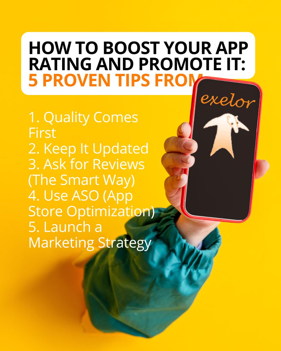 exelordev's tweet photo. How to Boost Your App Rating and Promote It: 5 Proven Tips from Exelor Mobile 📱

Dreaming of 5-star reviews and thousands of downloads? It’s absolutely achievable — if you take a strategic approach. At Exelor Mobile, we don’t just build mobile apps — we help them grow!🌱 https://t.co/NcoPeB8tB4