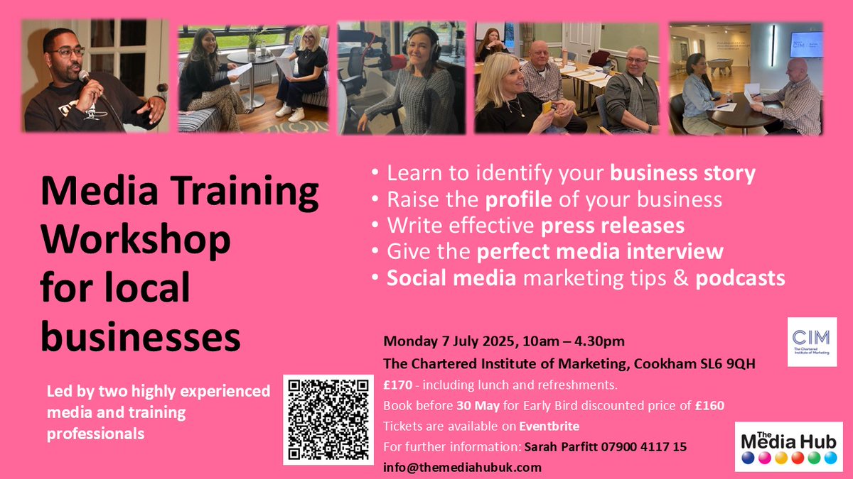 Looking for #media training for your business or charity? Live in the #Cookham area? Look no further! My colleague &amp; I have more than 30 years' industry experience &amp; are running a workshop on July 7th. Register now! <a href="/ChamberMarlow/">Marlow Chamber</a> <a href="/CharityComms/">CharityComms</a> <a href="/MaidenheadDCC/">Maidenhead & District Chamber of Commerce</a> <a href="/smallbusinessuk/">Small Business</a>