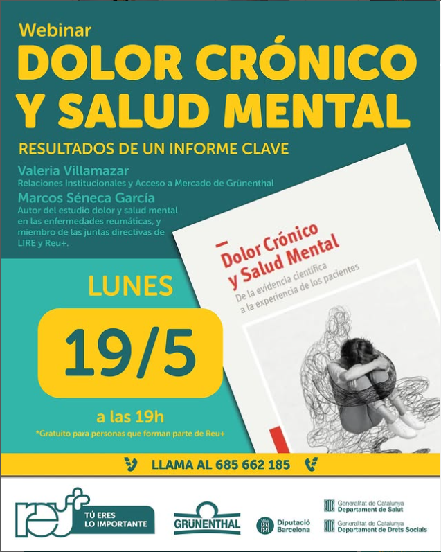 inpacientes's tweet photo. Día 19 mayo Dolor crónico y salud mental: resultados de un informe clave online @reu_mas. Ésta y otras #Convocatorias de #Asociaciones de #pacientes de #Artritis en https://t.co/3BuAp6bNRr https://t.co/CP0sRuoidi