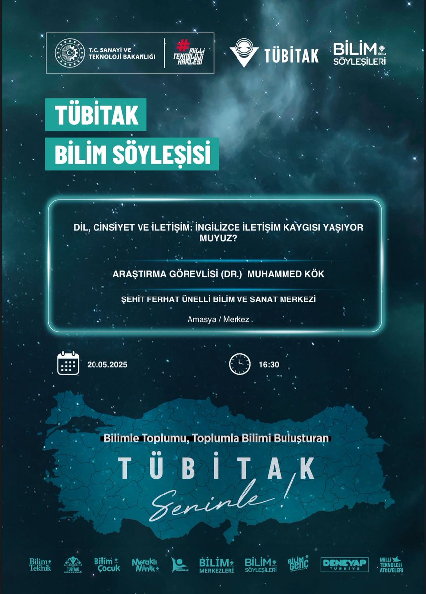 Şehit Ferhat Ünelli Bilim ve Sanat Merkezi, Tübitak tarafından desteklenen önemli bir bilim söyleşisine ev sahipliği yapıyor. Araştırma Görevlisi Dr. Muhammed Kök tarafından “İngilizce İletişim Kaygısı Yaşıyor muyuz?” söyleşisi gerçekleştirilecektir.