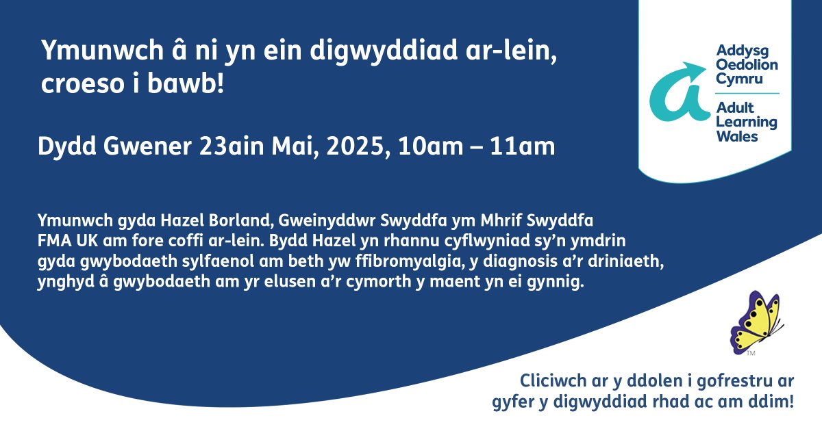 Addysg Oedolion Cymru | Adult Learning Wales (@alwcymru) on Twitter photo Cliciwch yma i gofrestru: ow.ly/UCH650VAmf3
#addysgoedolioncymru #aocymru #cymru #addysgoedolion #cyrsiauoedolion #addysg #digwyddiadau #digwyddiad #digwyddiadarlein <a href="/fmauk/">Fibromyalgia Action UK</a> Cliciwch yma i gofrestru: ow.ly/UCH650VAmf3
#addysgoedolioncymru #aocymru #cymru #addysgoedolion #cyrsiauoedolion #addysg #digwyddiadau #digwyddiad #digwyddiadarlein <a href="/fmauk/">Fibromyalgia Action UK</a>