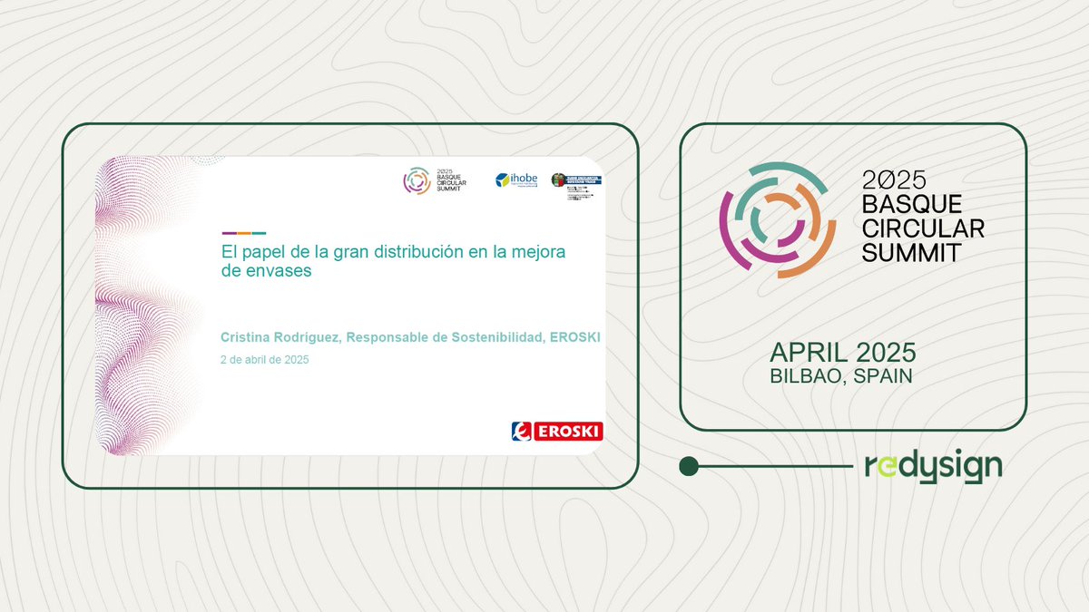 REDYSIGNProject's tweet image. 🟢Our partner @EROSKI took the stage at the Baque Circular Summit 2025,  held in Bilbao, presenting #REDYSIGN as one of its flagship projects in sustainable packaging. They’re leading the way in the circular economy with smart eco-design.

👉 bit.ly/3BQDaq0

#BCS2025
