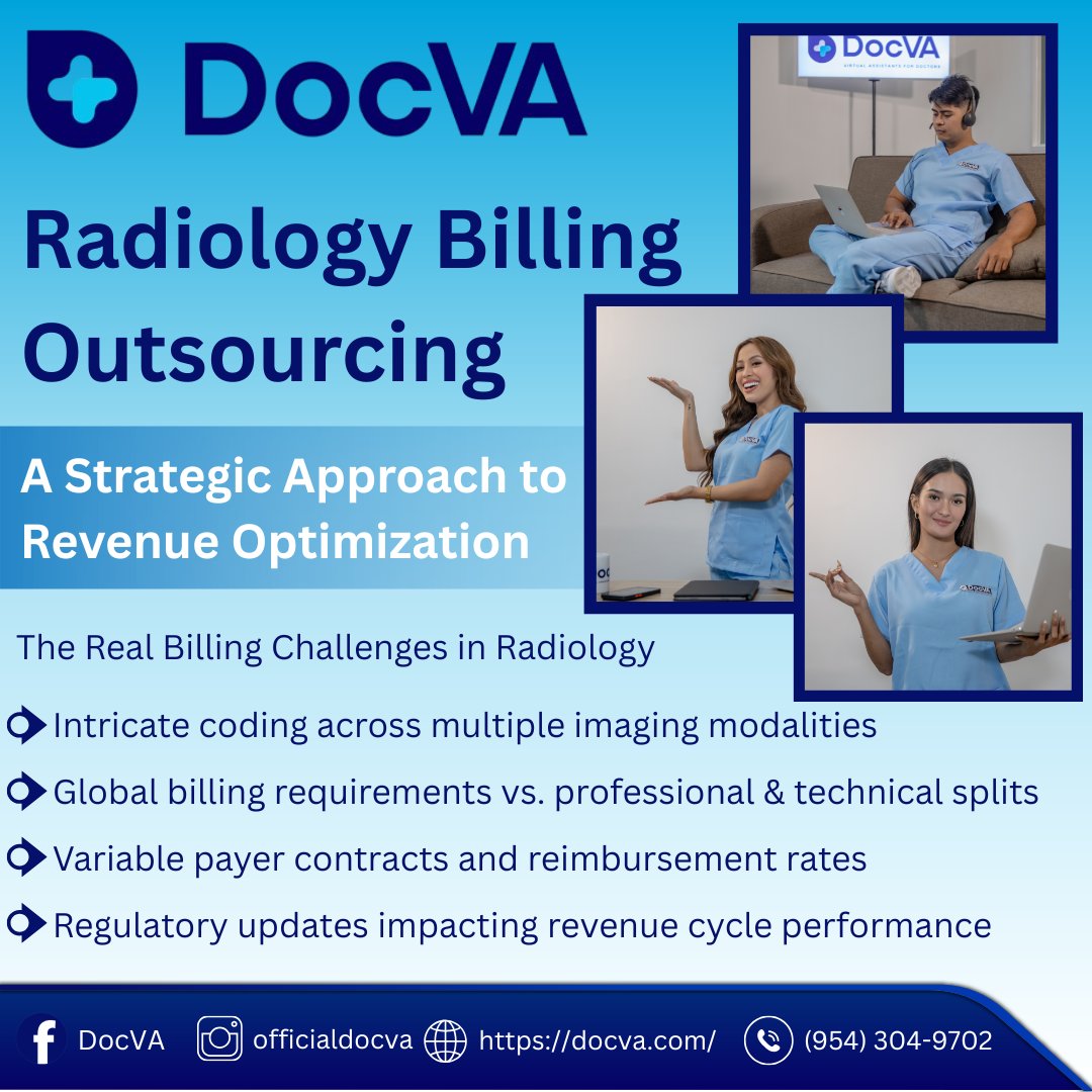 Docva_US's tweet image. Struggling to keep up with the complexities of radiology billing? From intricate modality coding to shifting payer rules, outsourcing can help streamline your revenue. 
#RadiologyBilling #RevenueCycleOptimization 

Learn more : docva.com/radiology-bill…