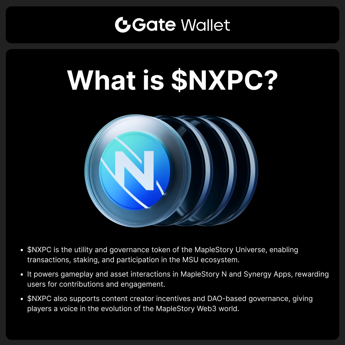 GateDEX's tweet photo. 🔥#GateWeb3 FAQ Card🧐

🎯What is $NXPC ⁉️

✅Follow @GateWallet
✅Share your views on @Nexpace_HQ

Enter Web3🏎️: https://t.co/n8qxh2Tjt0

#GateWalletFAQ $NXPC #GameFi https://t.co/ZRKyK1CWrs