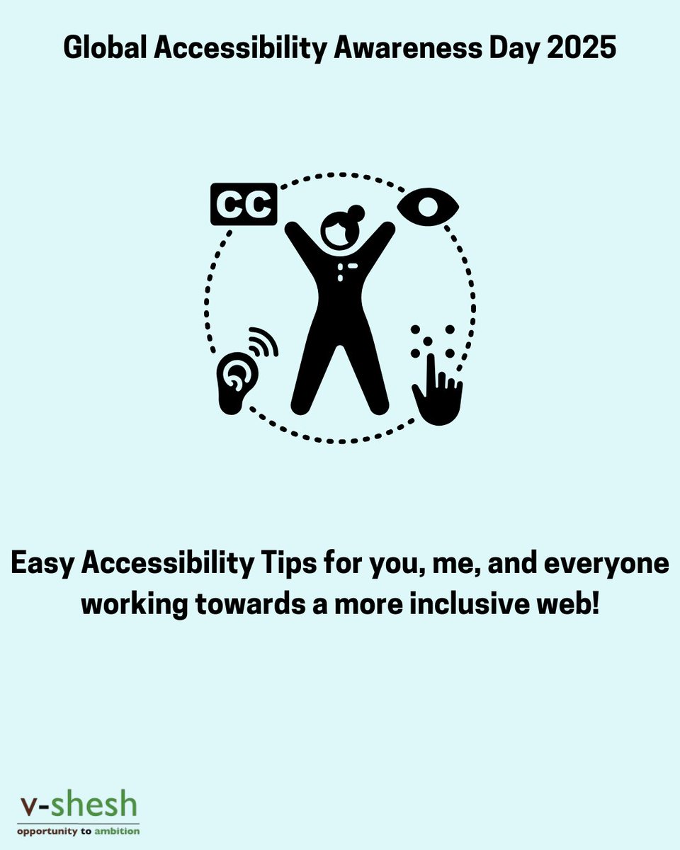 vsheshco's tweet image. Accessibility doesn’t have to be hard! Even small steps like adding alt text or captions can make a big difference. Let’s build a more inclusive internet, together!
#GAAD2025 #DigitalAccessibility #AltTextMatters #CaptionsForAll #AccessibleWeb #a11y #InclusionMatters