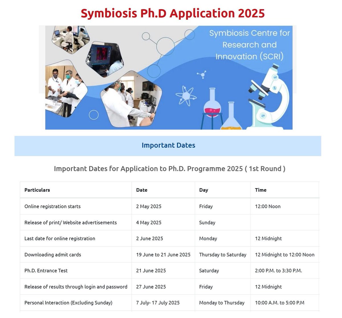 SCCCS (@scccs_siu_india) on Twitter photo The Ph.D. Entrance Test (PET) for admissions to the 'Ph.D. Programme 2025' is scheduled on 21st June, 2025.
Interested candidates can visit the link scri.siu.edu.in for more details.
<a href="/symbiosistweets/">Symbiosis International (Deemed University)</a> The Ph.D. Entrance Test (PET) for admissions to the 'Ph.D. Programme 2025' is scheduled on 21st June, 2025.
Interested candidates can visit the link scri.siu.edu.in for more details.
<a href="/symbiosistweets/">Symbiosis International (Deemed University)</a>