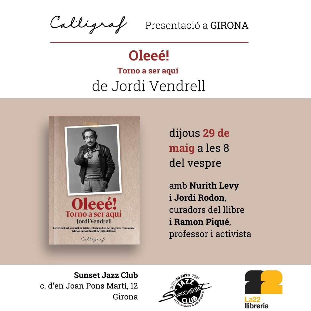 En Jordi Vendrell va escriure un diari dels primers anys del programa L'orquestra. Amb altres escrits seus, d'amistats i col·laboradors hem fet un llibre que permet conèixer les tripes de la ràdio i de l'amistat. En parlem de tot plegat al <a href="/SunsetJazzClub/">Sunset Jazz Club</a> dijous 29! Vindràs?