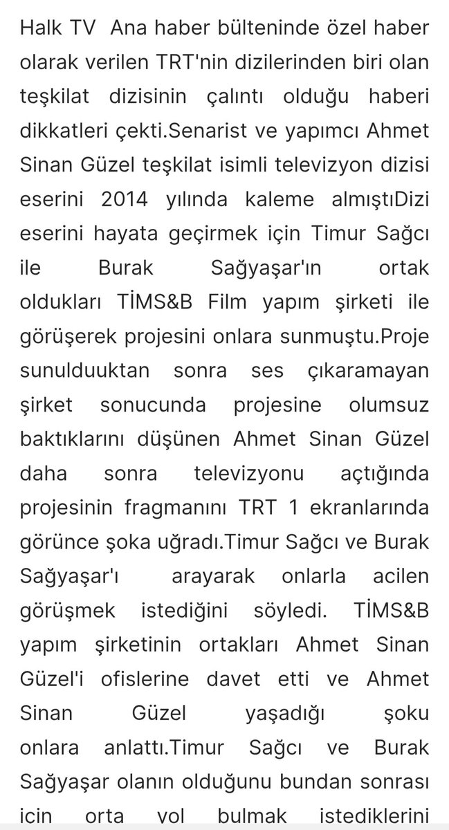 <a href="/MrsVaizovic/">𝙀𝙨𝙧𝙖 ⭐⭐⭐⭐⭐</a> "Daha önceden Poyraz Karayel isimli televizyon dizisini intihal etmek suçundan aynı mahkemeye çıkan Ethem Özışık suçlu bulunmuş ve ceza almıştı."

Bahse konu olan senaristi aratınca çıkan haberlerden biri... Yaptıysa ilk defa olmayacak. Merak ettiğim bu cesareti nereden bulduğu🤔
