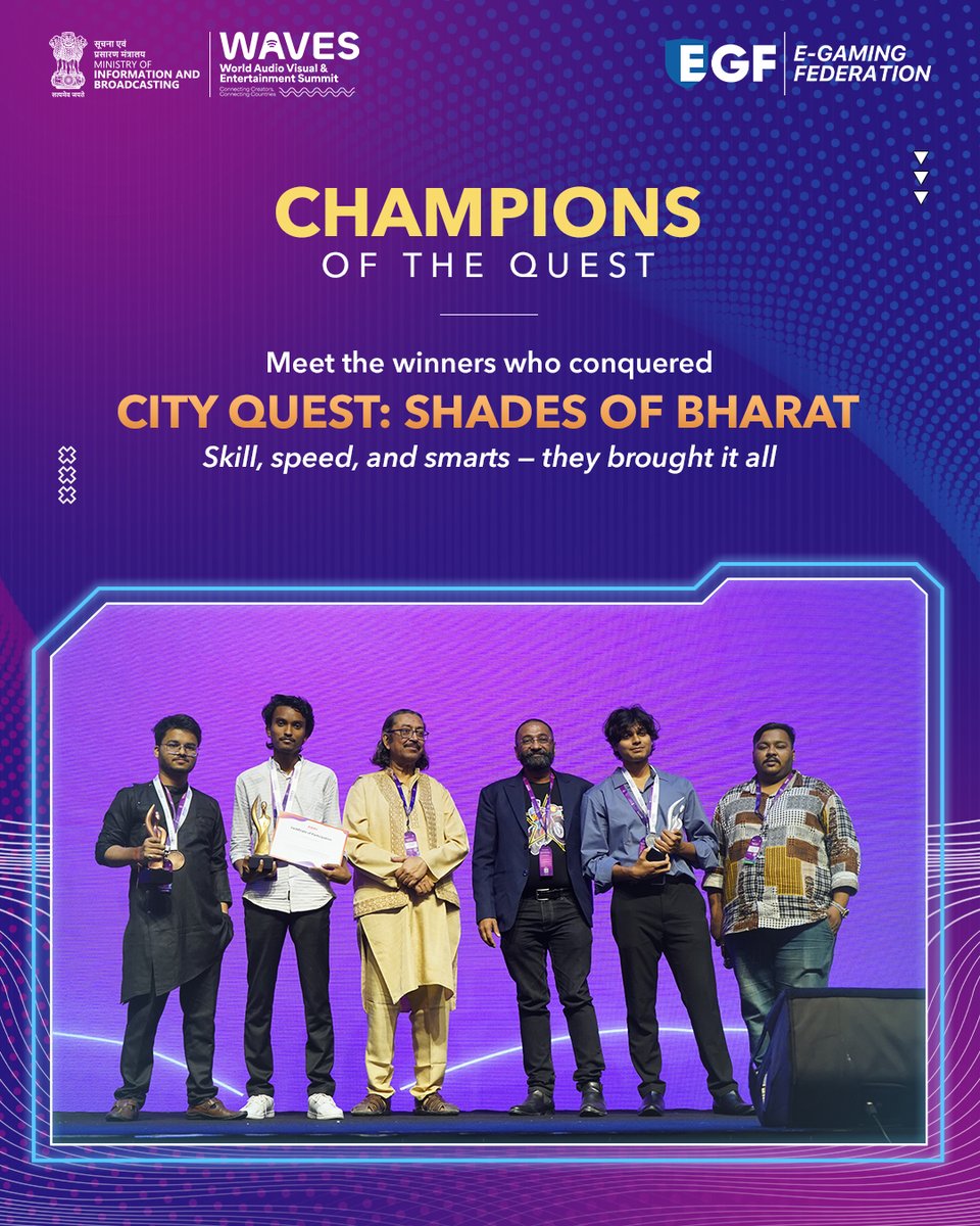 E-Gaming Federation (@egfindia) on Twitter photo Not just gamersāgame changers.
Celebrating the champions of CityQuest: Shades of Bharat.
<a href="/anuraag_saxena/">Anuraag Saxena</a> <a href="/games24x7/">Games24x7</a> <a href="/OctroInc/">Octro Inc</a> <a href="/WAVESummitIndia/">WAVES India</a>
#Responsiblegaming #Gamingcommunity #EGFIndia #EGF #WAVES2025 #wavessummit2025 #waves_2025 #waves_india_2025 Not just gamersāgame changers.
Celebrating the champions of CityQuest: Shades of Bharat.
<a href="/anuraag_saxena/">Anuraag Saxena</a> <a href="/games24x7/">Games24x7</a> <a href="/OctroInc/">Octro Inc</a> <a href="/WAVESummitIndia/">WAVES India</a>
#Responsiblegaming #Gamingcommunity #EGFIndia #EGF #WAVES2025 #wavessummit2025 #waves_2025 #waves_india_2025
