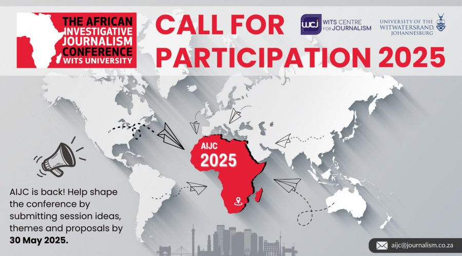 Global Investigative Journalism Network (@gijn) on Twitter photo Want to be a part of this year’s <a href="/AIJC_Conference/">African Investigative Journalism Conference</a>, organized by <a href="/Journ_SA/">Wits Centre for Journalism</a>?
Send your ideas for speakers, panels, training or themes you think will enhance the #AIJC2025 now.
Deadline: May 30. twp.ai/4inehE Want to be a part of this year’s <a href="/AIJC_Conference/">African Investigative Journalism Conference</a>, organized by <a href="/Journ_SA/">Wits Centre for Journalism</a>?
Send your ideas for speakers, panels, training or themes you think will enhance the #AIJC2025 now.
Deadline: May 30. twp.ai/4inehE