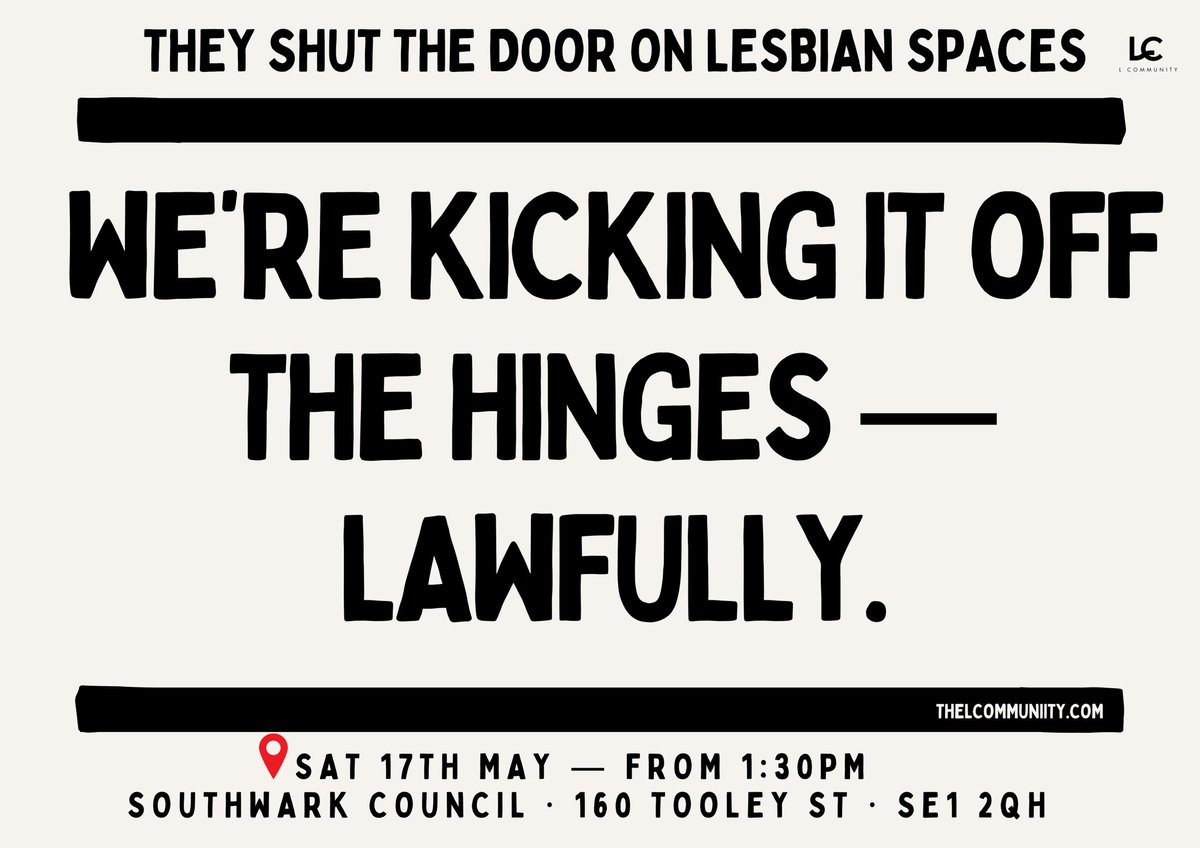 1 lawful request. Denied.
Southwark Council blocked our female-only lesbian space.
Major media cleared the story. Then it disappeared.
Silenced. Over and over.
Tomorrow, we break the blackout — ourselves.
17th May, 1:30PM – Southwark Council
What happened: dnalerinrehtron.substack.com/they-shut-the-…