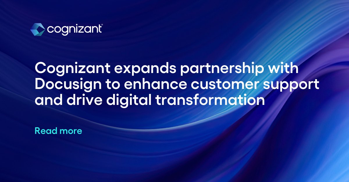 We are expanding our partnership with @DocuSign to enhance customer support, drive digital transformation and provide innovative agreement solutions. Read the release: cogniz.at/4jYO9PG cogniz.at/4jY0yTV