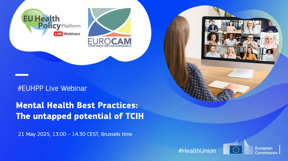 Still on time to register!  
Join us during the mental health week for a #EUHPP webinar to explore non-medicinal interventions &amp; discover the benefits of Traditional, Complementary, and Integrative Health (TCIH) for holistic well-being. 
Register here:
europa.eu/!v8cH8X
