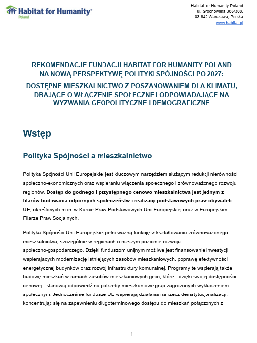 📣 📣 Wyzwania mieszkaniowe zasługują na centralne miejsce w polityce publicznej – nie tylko w debacie, ale i w budżetach.

🇪🇺💶Obecnie trwają prace nad nową perspektywą środków z UE - to ten moment, gdy trzeba głośno upominać się o spójne i przemyślane wykorzystanie tych środków
