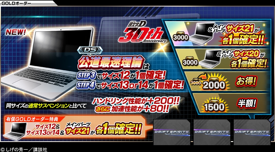 公道最速理論】パーツオーダー』 開催中！ ハンドリングと加速性能が