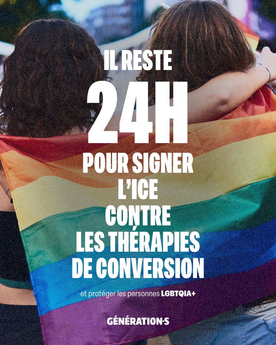 GenerationsMvt's tweet image. Il manque 100 000 voix pour faire passer l'initiative citoyenne européenne contre les thérapies de conversion ! 

Pour protéger les personnes LBGTQIA+ de ces pratiques d'un autre âge, signez ! Il reste jusqu'à samedi, 23h59 ! 

➡️ eci.ec.europa.eu/043/public