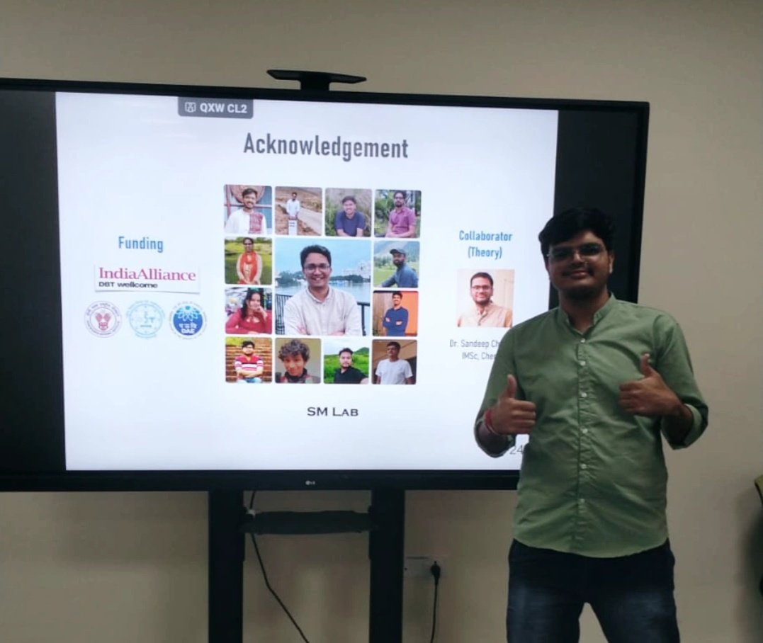 Jayesh Bhausaheb Aher (@aherjayesh13) on Twitter photo Defended my MS thesis on 2.05.2025!
Grateful beyond words to Dr.<a href="/Ssaleem_M/">Saleem Mohammed</a> for his unwavering support and belief in me. I’ll always cherish every moment spent in the lab.
A huge thanks to the Membrane Biology Lab and SBS NISER — forever grateful!✨ #MastersThesisDefense #NISER Defended my MS thesis on 2.05.2025!
Grateful beyond words to Dr.<a href="/Ssaleem_M/">Saleem Mohammed</a> for his unwavering support and belief in me. I’ll always cherish every moment spent in the lab.
A huge thanks to the Membrane Biology Lab and SBS NISER — forever grateful!✨ #MastersThesisDefense #NISER