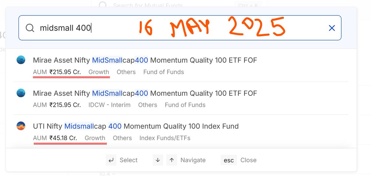 stockwhisperwav's tweet photo. 🚀 New #ETF Alert – Long-Term Gem! 💎
ETF: MIRAE ASSET MIDSMALL 400 Quality 100
NSE Code: #MIDSMALL
CMP: 49 (16 MAY 2025)
Benchmark: NIFTYMIDSML400
✅ 50Midcap + 50Smallcap companies = Auto Diversified
✅ Multiple MF investing in 1 Index
🟢 Started investing – let’s track! https://t.co/80HPEbxMxO