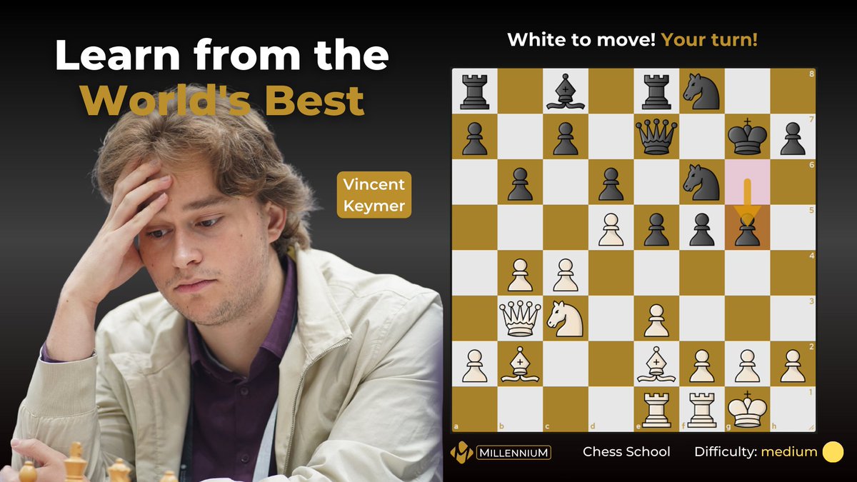 ChessMillennium's tweet image. With his pawn storm on the kingside, former World Championship candidate Peter Svidler has created a positional threat. Can you see which one? What did Vincent Keymer do?
More free lessons:
computerchess.com/en/best-practi…
#ChessTactics #chesspunks